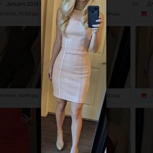 Bebe Pink Lace Bodycon